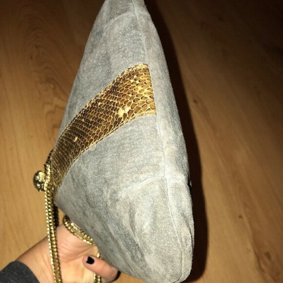 Vintage Ruth Saltz Gray Suede w/ Snakeskin Purse - Picture 7 of 16